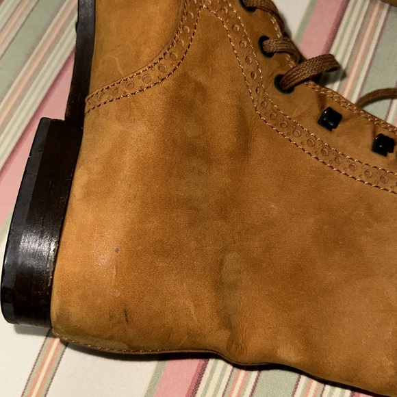 Tod’s Cognac Leather Lace Up Booties Size 37 - Picture 9 of 10